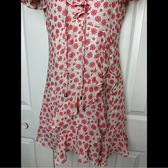 New PRINCESS POLY Desert Duck Mini Dress Red White Dainty Floral Ruffles Sun - Picture 7 of 13